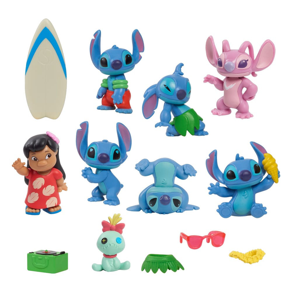 Pakket van 8 figuren Deluxe Stitch - Disney Lilo & Stitch