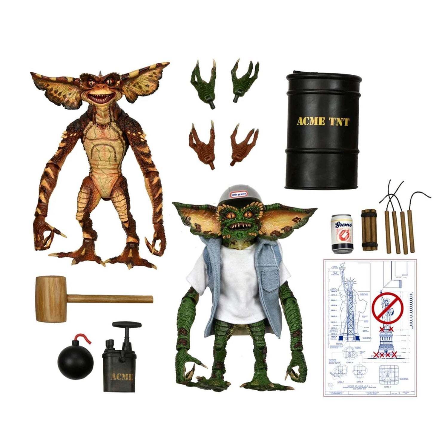 GREMLINS 2 - DE NIEUWE SERIE ACTIEFIGUUR OP SCHAAL VAN 18 CM - DEMOLITION GREMLIN 2-PACK